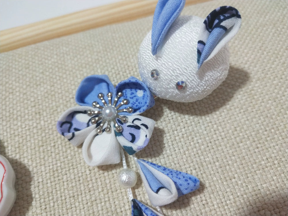 (BFM)Xuanji~Wa Lolita Hair Clip Tassel Bunny Wind Chime Clip   