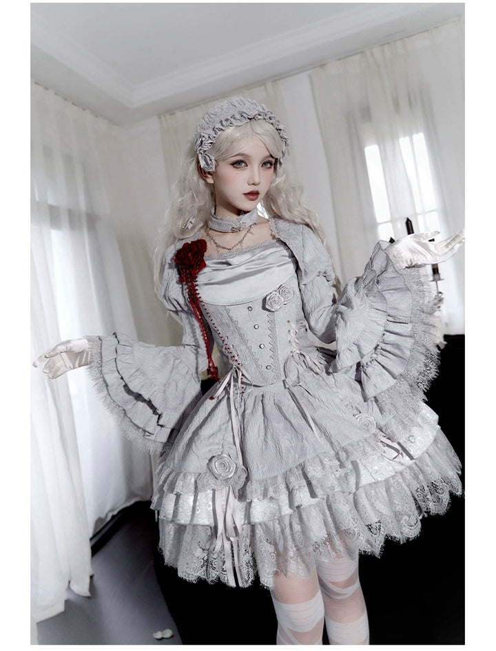 With PUJI~Letter and Poetry · Twilight~Gothic Witch Lolita SK Suit Bodice Mermaid Dress and Jeans