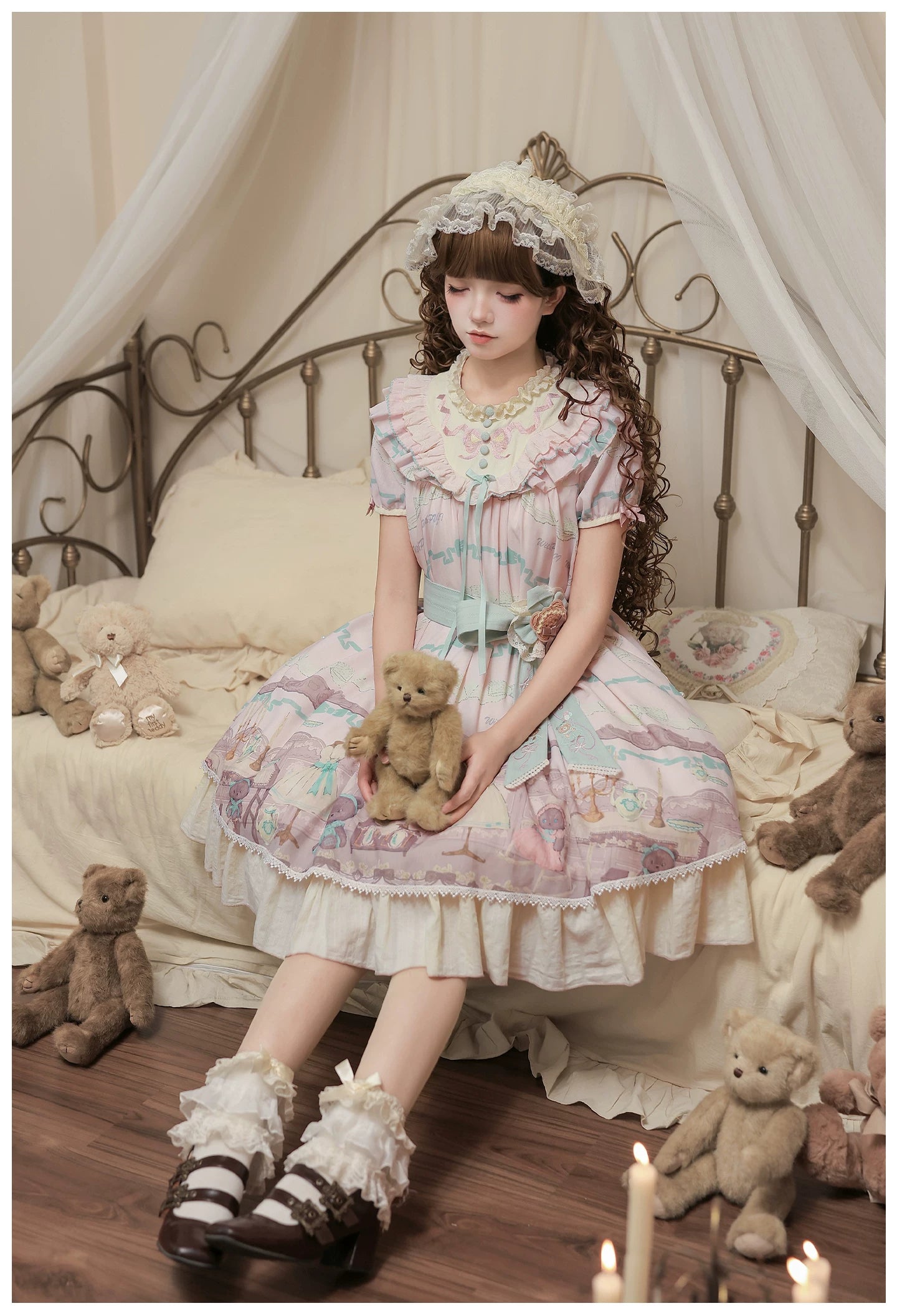 Brown Dollhouse SP - Kawaii Lolita Dollhouse Printed OP Dress with Embroidery 45551:855808