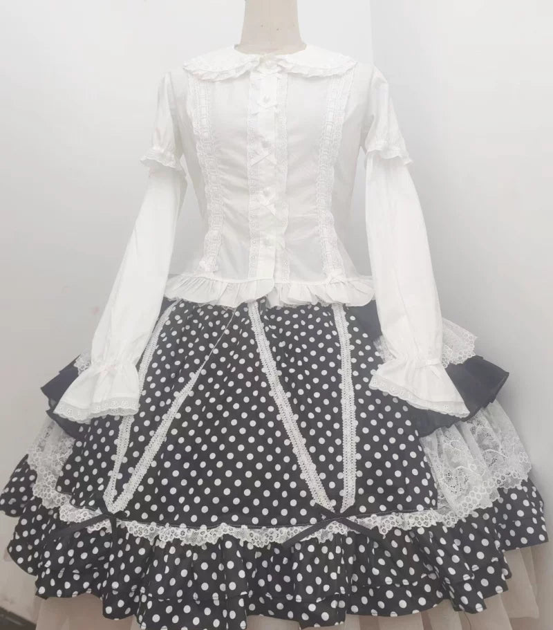 Sweet Lolita Peter Pan Collar Blouse, Detachable Sleeves 45775:861930