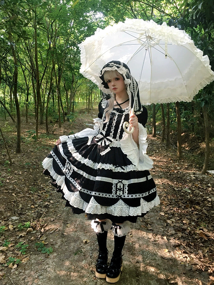 AerialCat~Cream Petal~Old School Lolita OP Dress Cotton Lolita Dress   