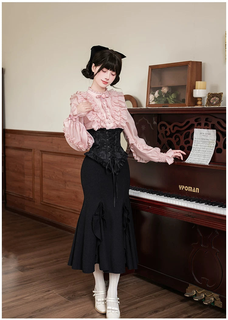 Blake - Boning Gothic Lolita Mermaid Skirt, Lifted-hem SK