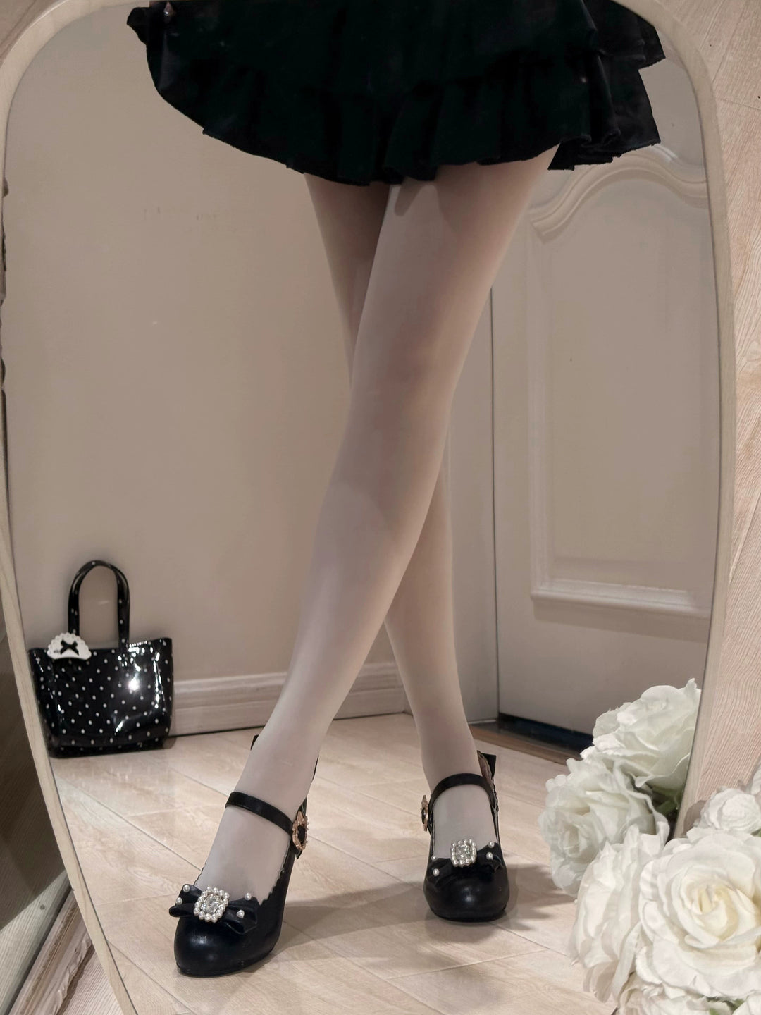 Pure Tea For Dream~Vintage Gemstone~Sweet Lolita Shoes Round Toe Heels with Bow 41836:715430