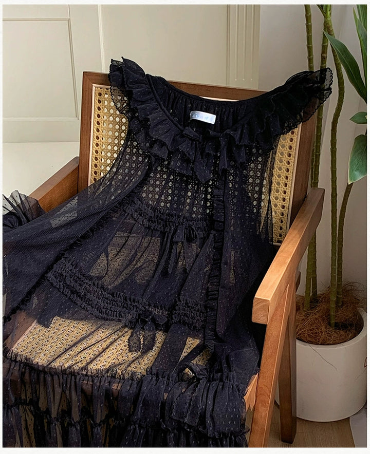 With PUJI~Letters and Poetry~Classic Lolita Tulle Over-Skirt for Summer