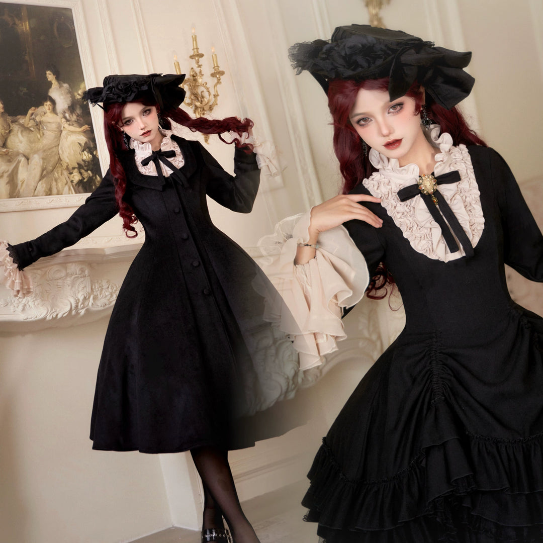 Susin Lolita~Moonlit Rose~Gothic Lolita OP Dress Winter Wool Lolita Overcoat   