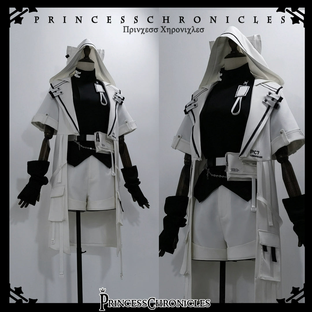 Princess Chronicles~White Cat~Cool Ouji Lolita Pants Suit With Cat Ear Coat   