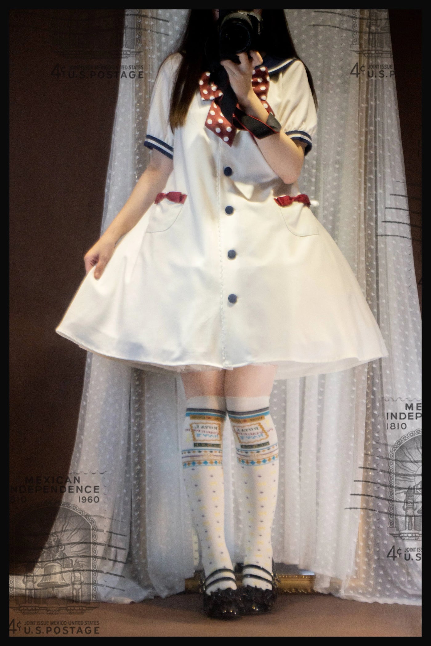 Yukines Box~Elegant Lolita Dot Print Cotton Socks   