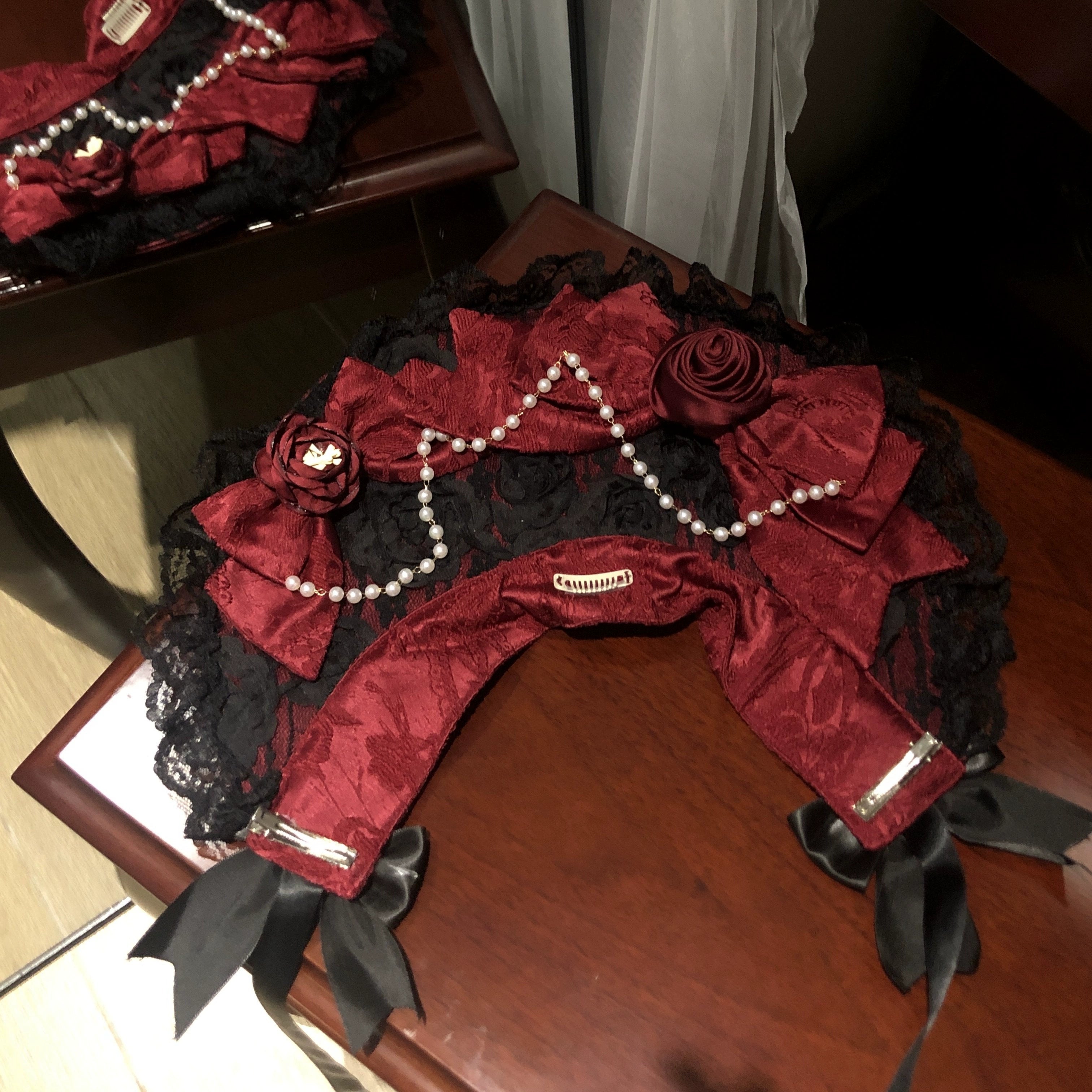 Sugar Girl - Rose Princess - Halloween Gothic Lolita JSK, Sheer Rose Dress Black and Red - BNT Only S