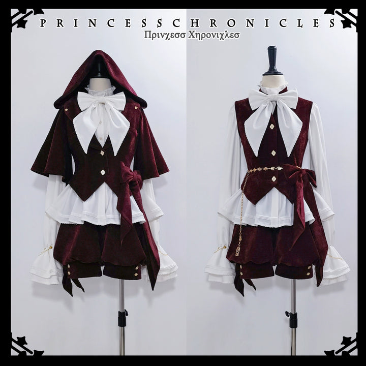 Princess Chronicles~Hare Hunter~Vintage Red Ouji Suit With Bunny Ear Hooded Jacket
