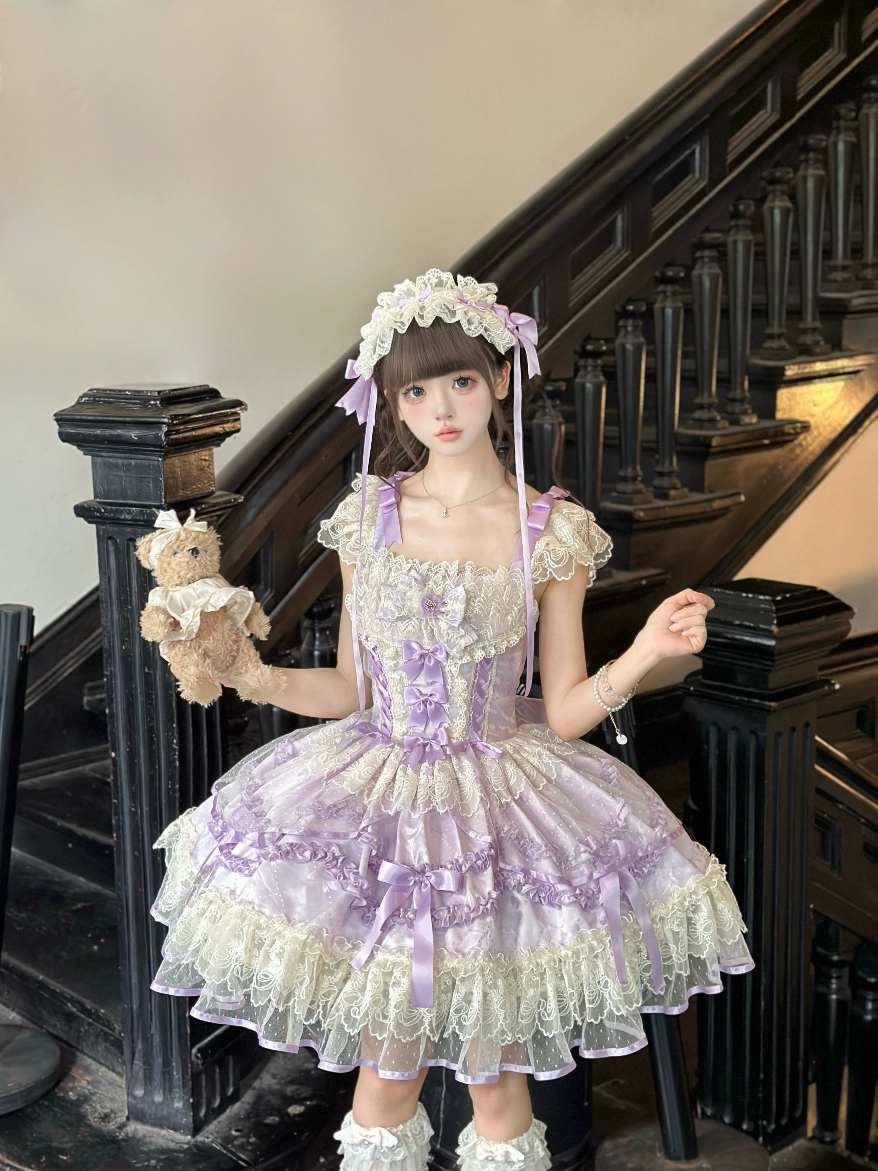 Sugar Girl - Dream Whisper Butterfly - Ballet Style Sweet Lolita JSK, Adjustable Strap (L M S) 43515:784209