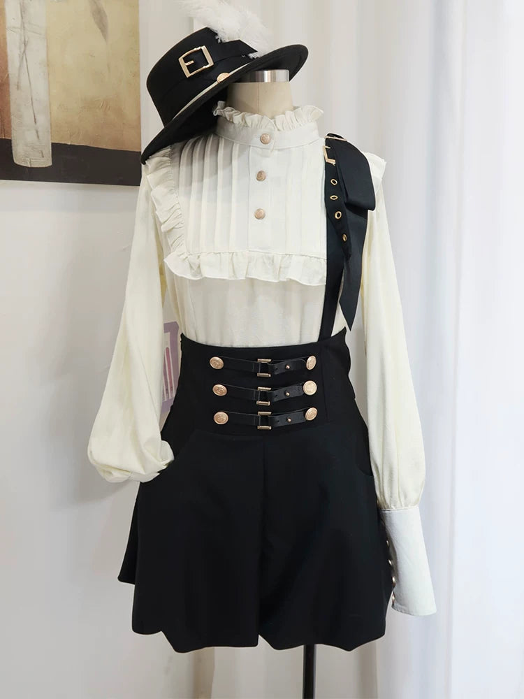 Eternal Night Echo - Ouji Lolita Blouse and Bubble Shorts, Detachable Suspender 45451:850709