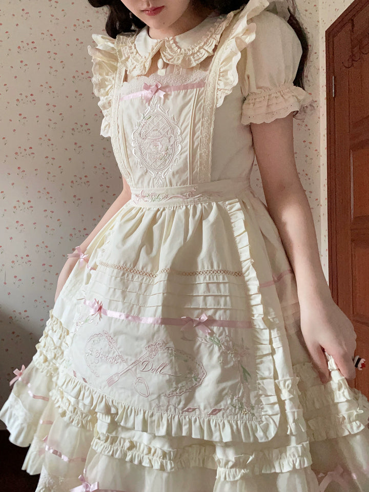 The Seventh Doll~Hazy Afternoon~Vintage Lolita OP Dress Embroidered Apron   