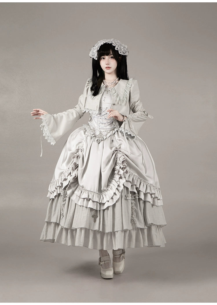 With PUJI - Letter and Poetry · Humanoid Robot - Silver Gothic Lolita Mermaid Skirt Set 43861:787653