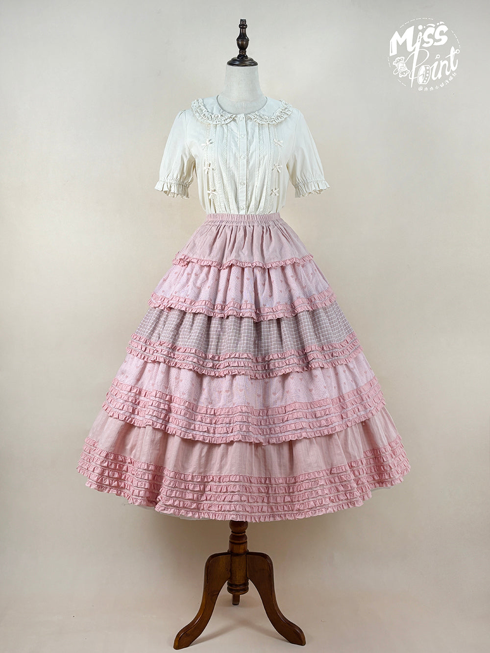 Miss Point~Garden Sunflower~Country Lolita SK Patchwork Tiered-Ruffles Skirt (L M S) 42511:742982