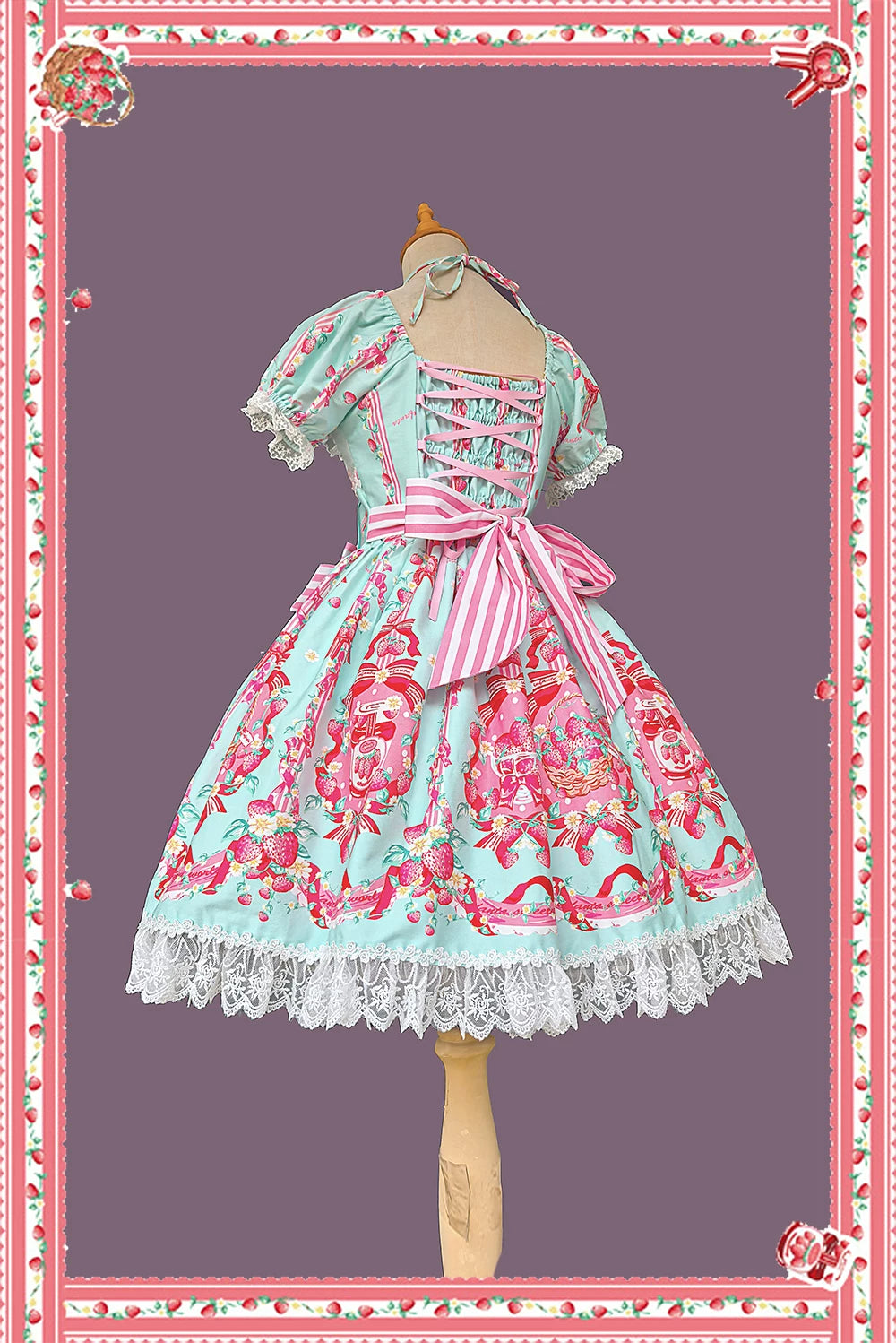 Strawberry Chef - Printed Old School Lolita Dress, Detachable Bows 44505:810400