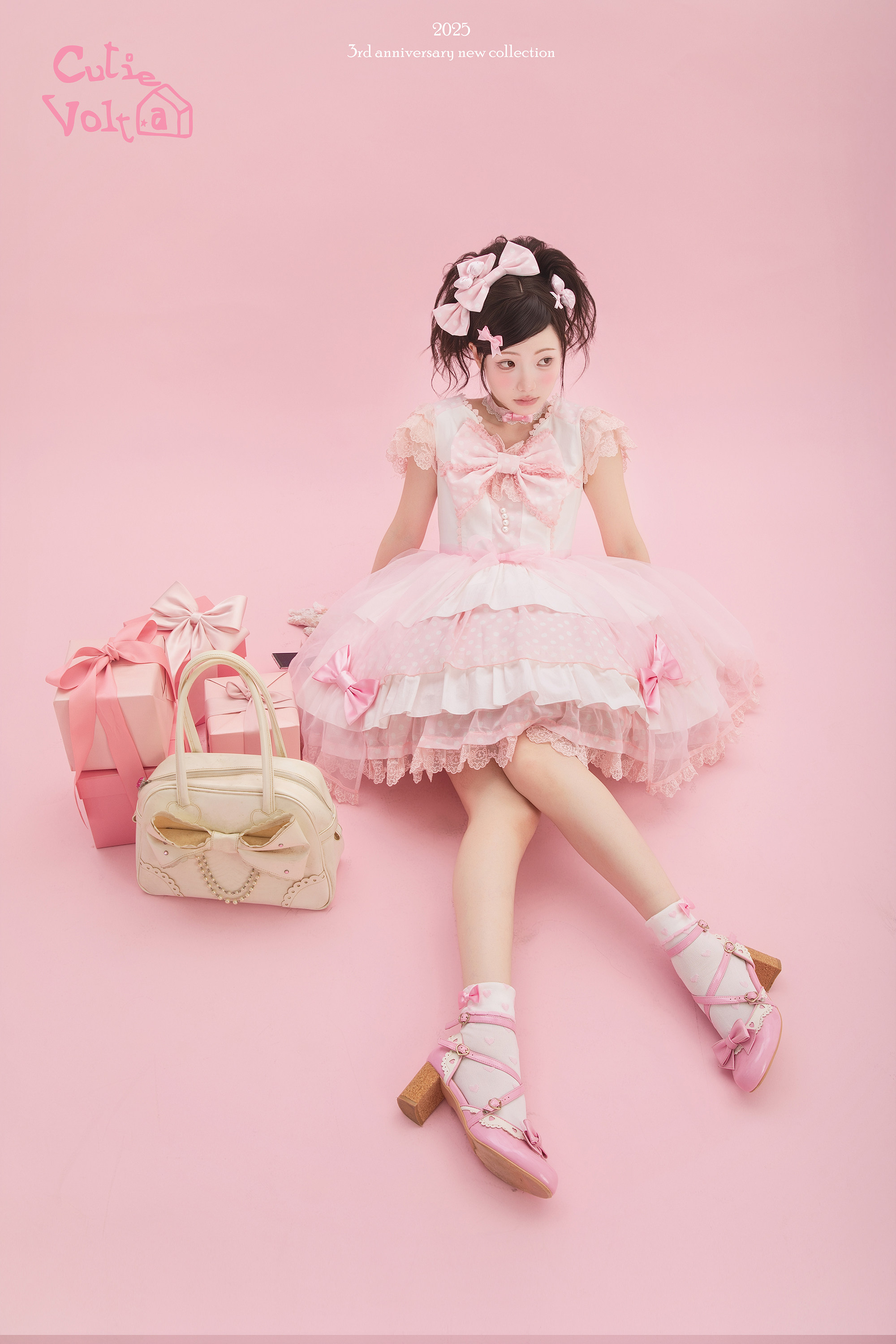 Candy Cottage - Old School Lolita Polka Dot Dress & Top Skirt Set 45522:851812