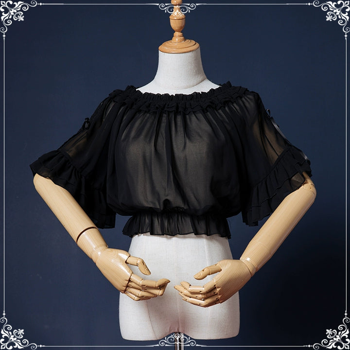 Eieyomi~Iris Love~Classic Princess Lolita JSK Elegant Chiffon Top Black top only S 