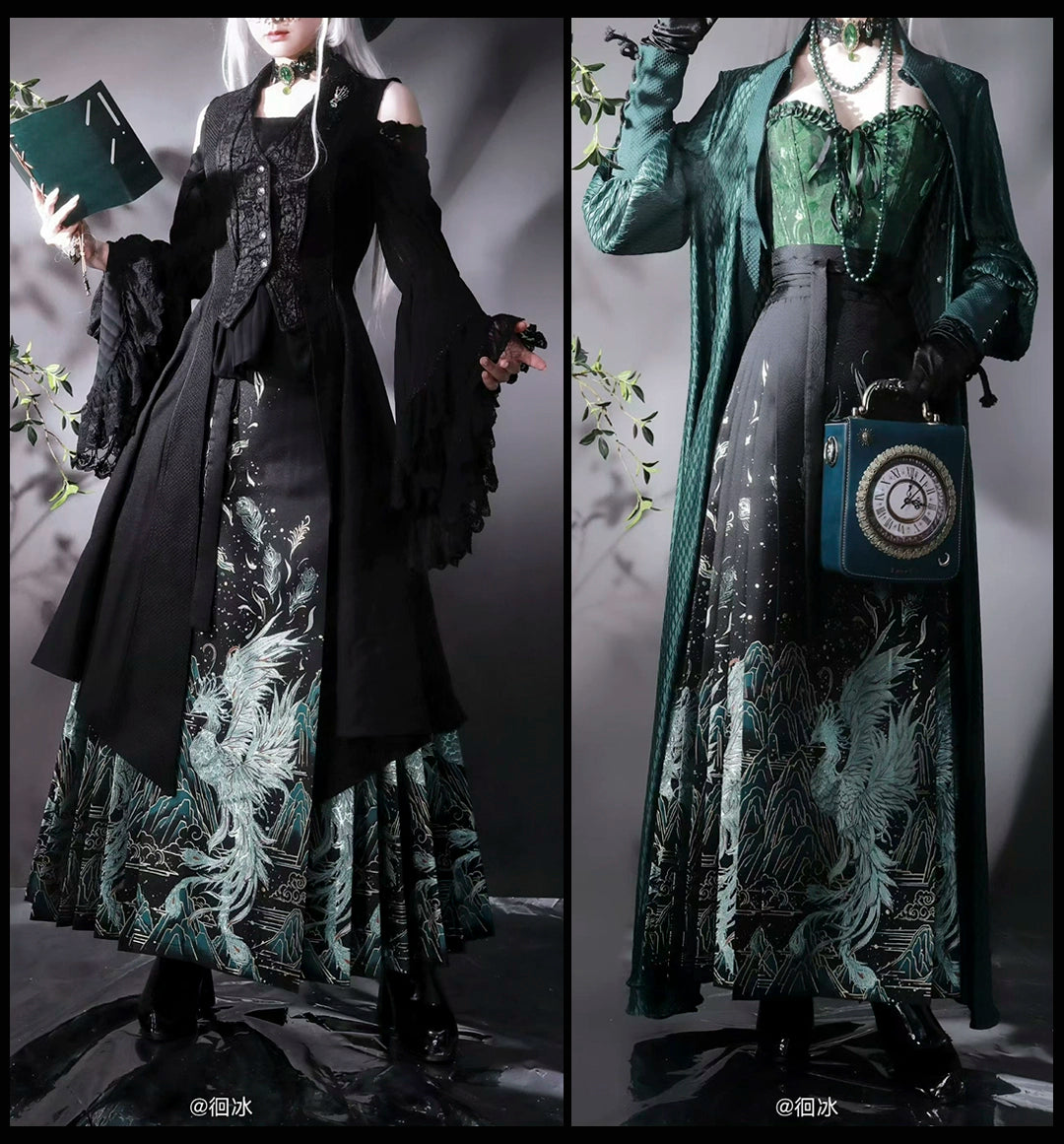 MILU ORIG~He/She is the Dragon~Ouji Lolita Shirt and Gothic Lolita Skirt Suit