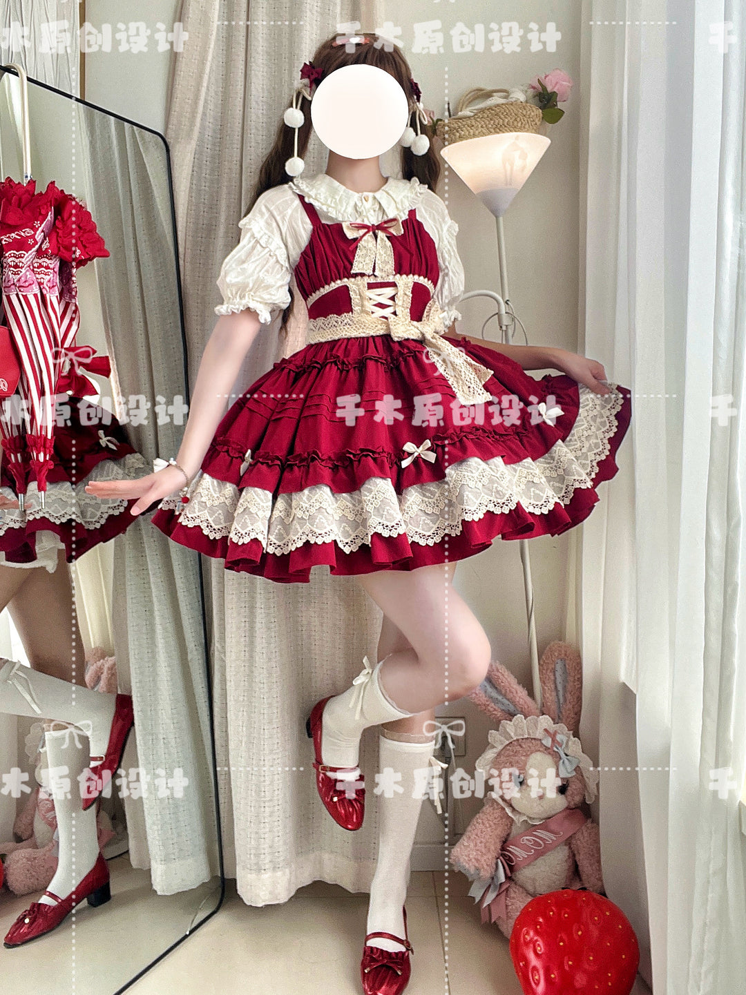 Qianmu~Vivian~Sweet Lolita JSK Doll Lolita Tiered Ruffles Dress