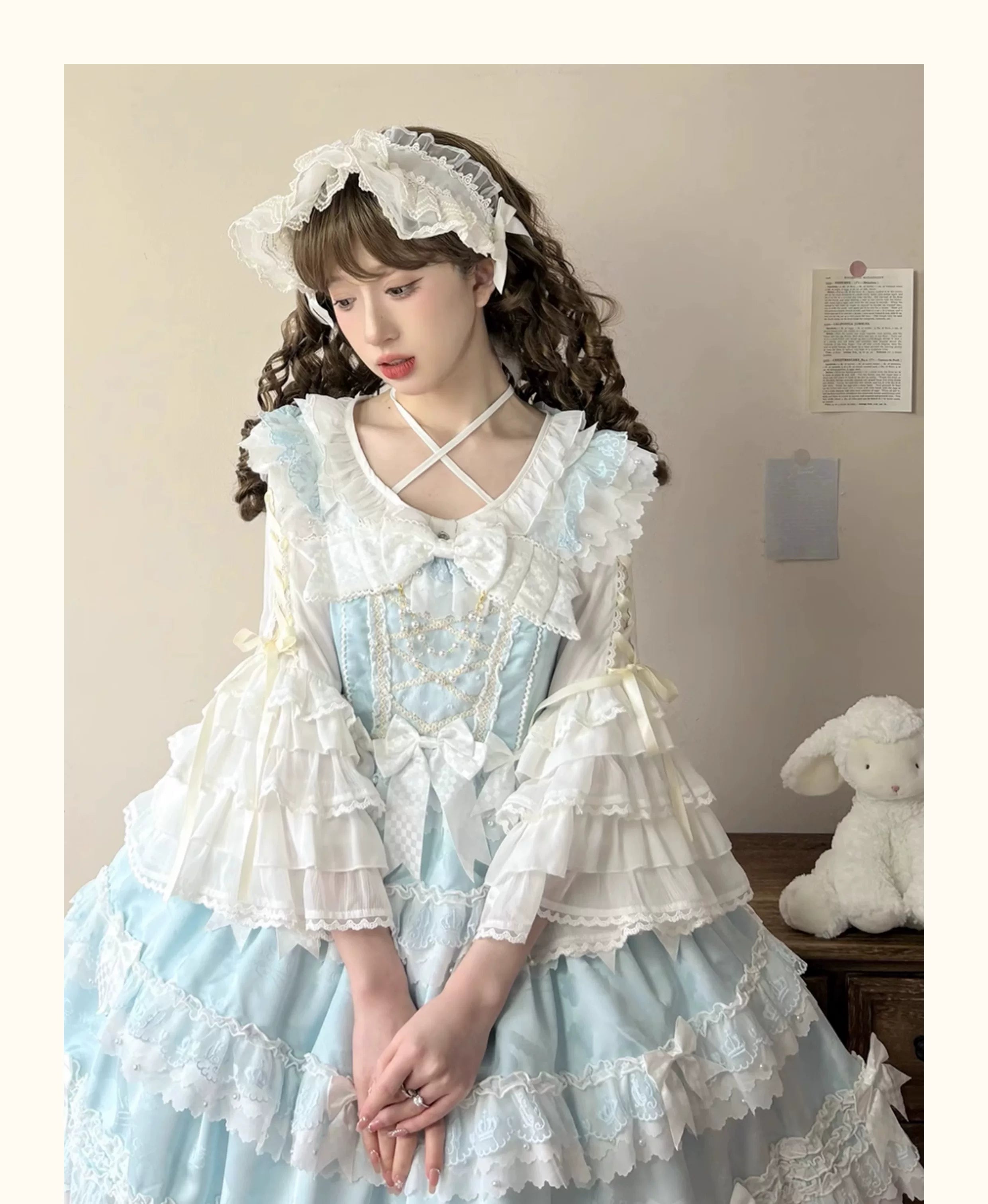 Sleeping Curse - Sweet Lolita Hime Sleeve Halter-neck Blouse