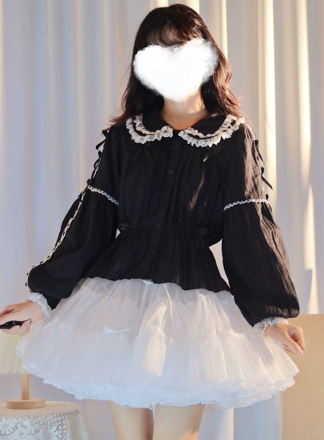 DMFS Lolita~Sweet Lolita Shirt Doll Collar Blouse High-waisted   