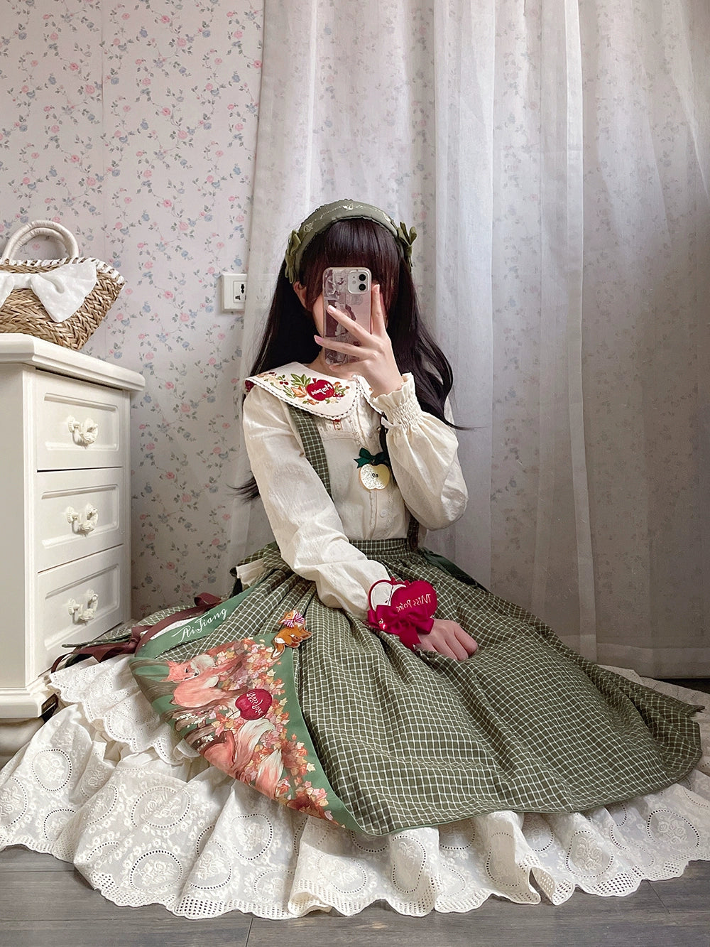 (BFM)Miss Point~Customized Lolita Skirt Embroidery Lace Cotton Lolita Skirt 31828:370810