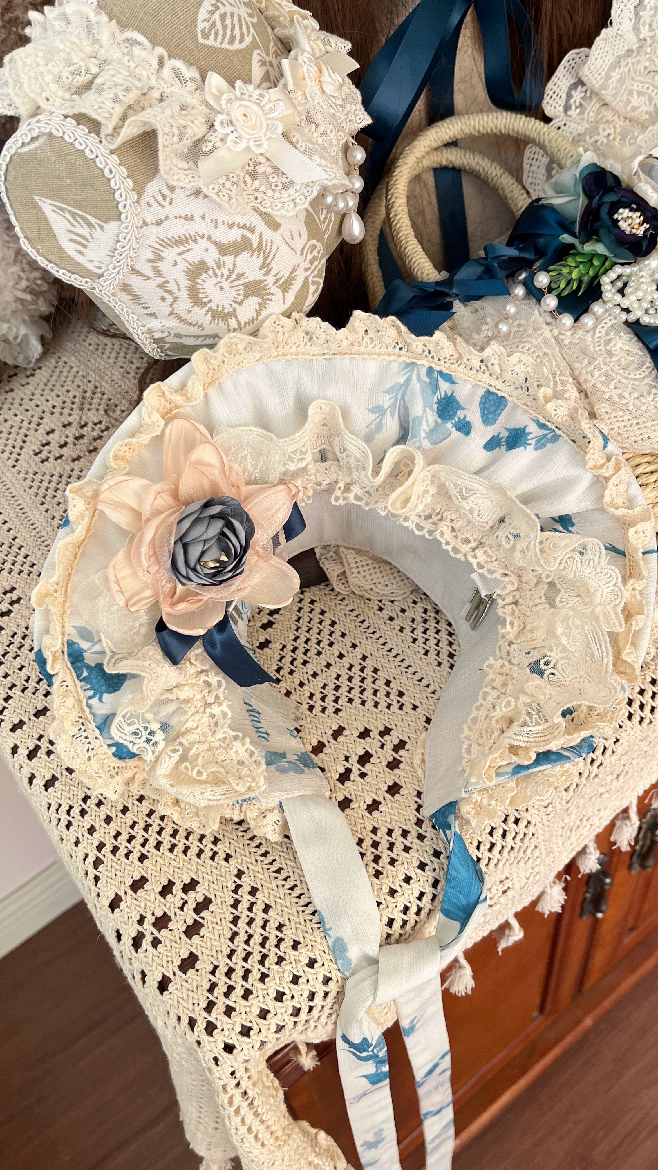 NanShengGe - Mulberry Poem - Country Lolita Accessory Set Headdress and Handbag BNT Only One Size