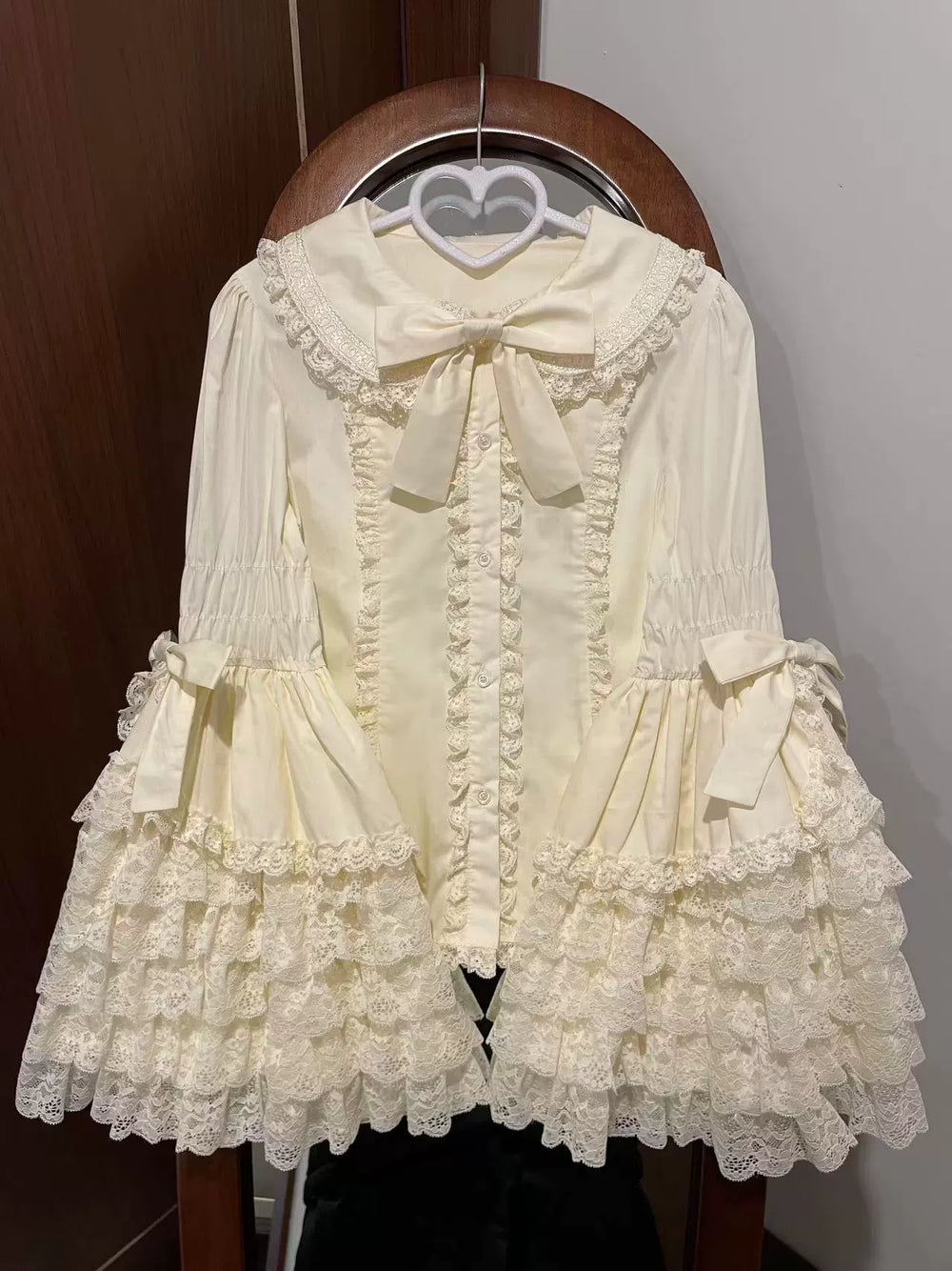 Mengfuzi~Cannelés~Elegent Lolita Shirt Cotton Shirt Hime Sleeve S Ivory Imitation Cotton (2.0 version) 