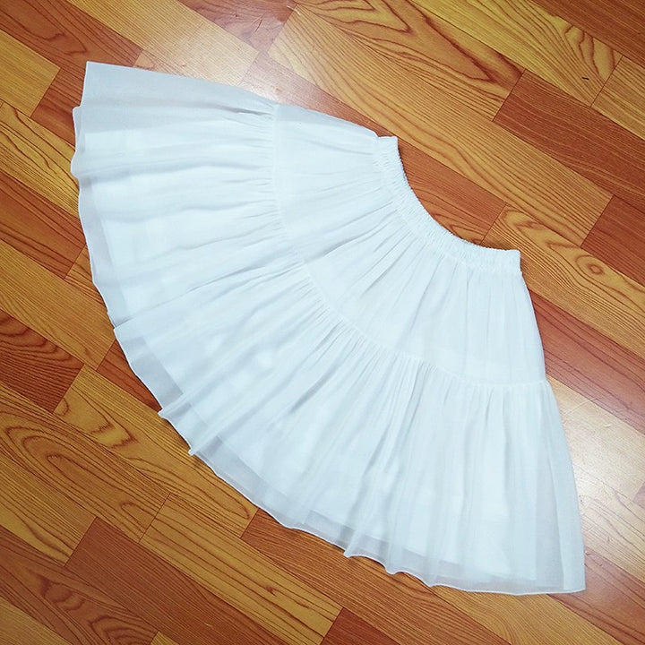 Krncrlo~White Lolita Petticoat Adjustable 14M Violence Fishbone Petticoat Daily Petticoat without fishbone  