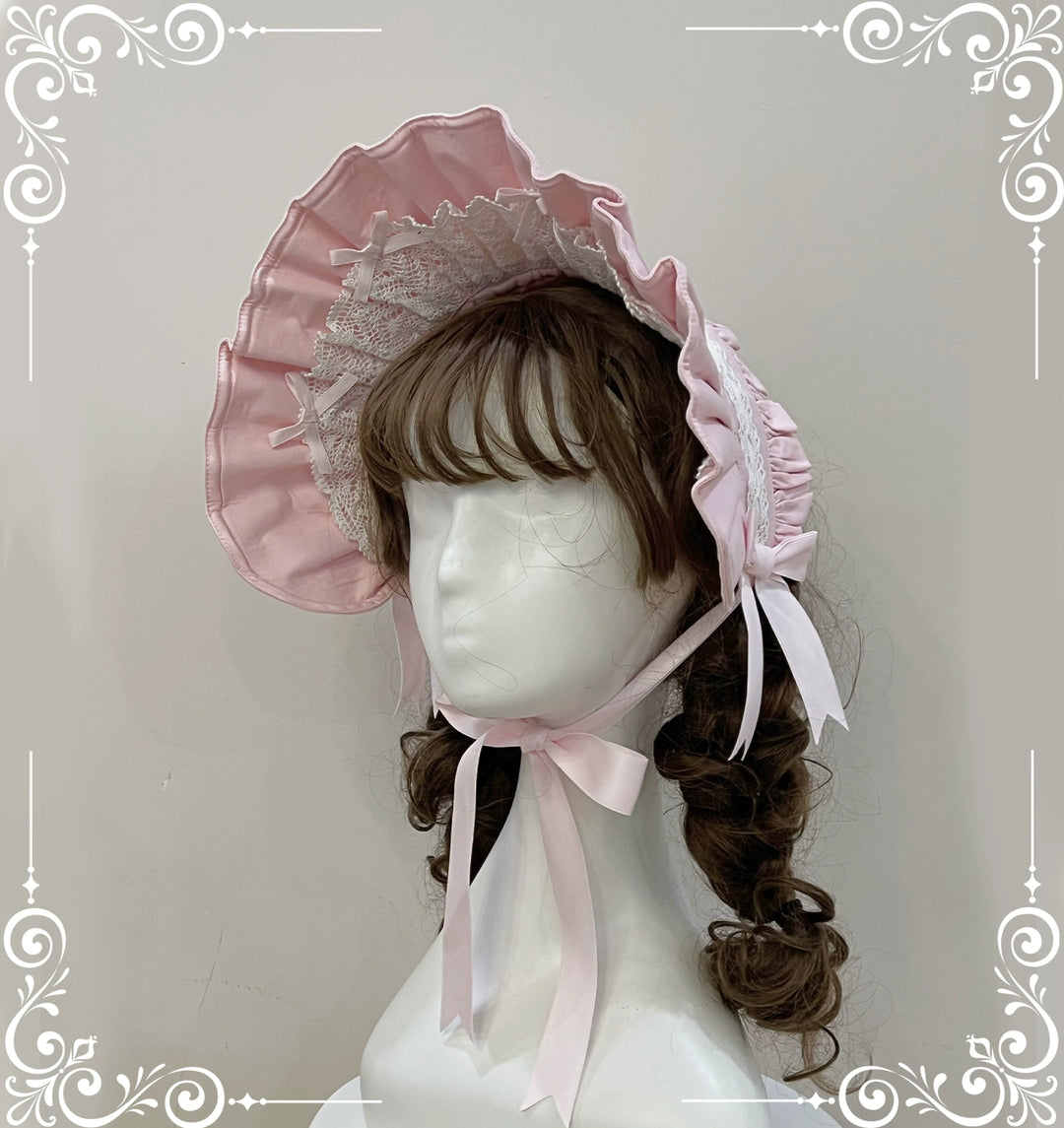 (BFM)Little Bear~Laura's Doll~Sweet Lolita Bloomer Bonnet Headband Hair Clip Pink BNT Free size 