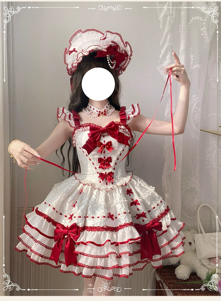 Sakurahime - Velour Love - Princess Sweet Lolita JSK Dress, Tiered Ruffles JSK Only S