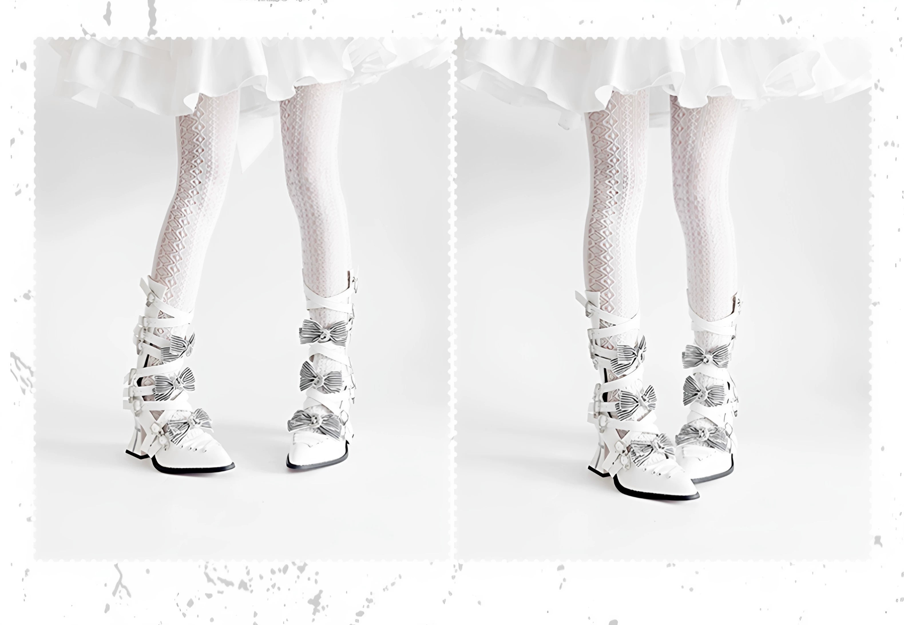 Moon-Raven Dream - Gothic Lolita Pointed Toe Heeled Boots, Cross Strap 45893:867090