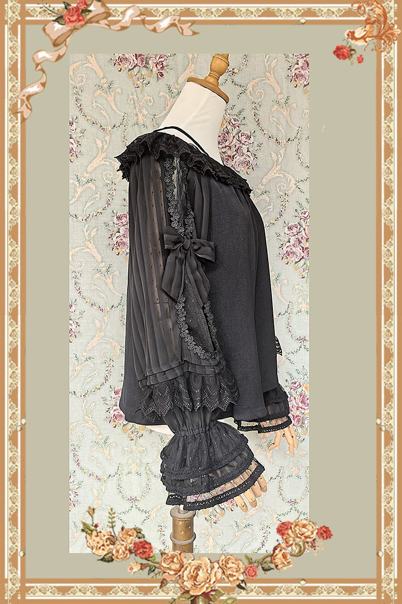 Canon Of Floral Melody - Gothic Lolita Black JSK Dress, Jacquard Pattern