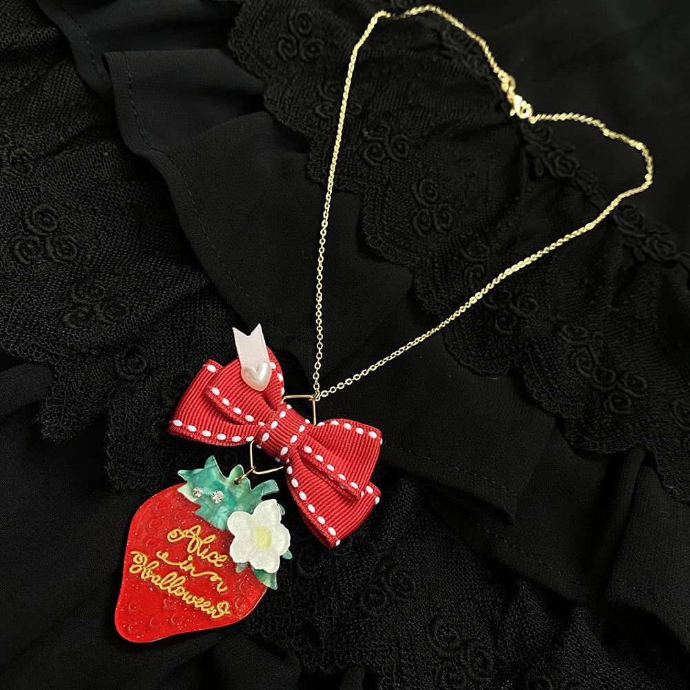 Halloween Alice - Lolita Strawberry Accessory Set retro necklace