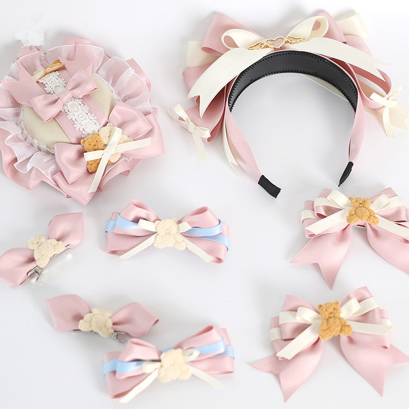 Xiaogui~Macarons Bear~Kawaii Lolita Bow Headbands and Hair Clips   