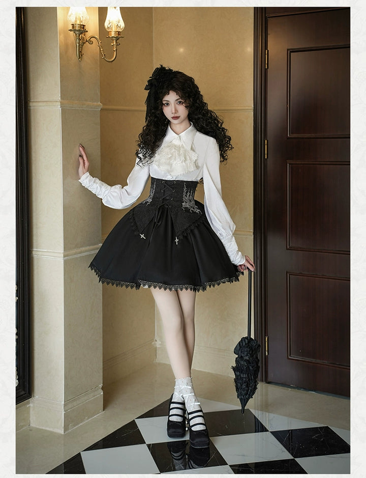 With PUJI~Thorny Night~Gothic Lolita Bust-supporting Skirt With Removable&Adjustable Strap