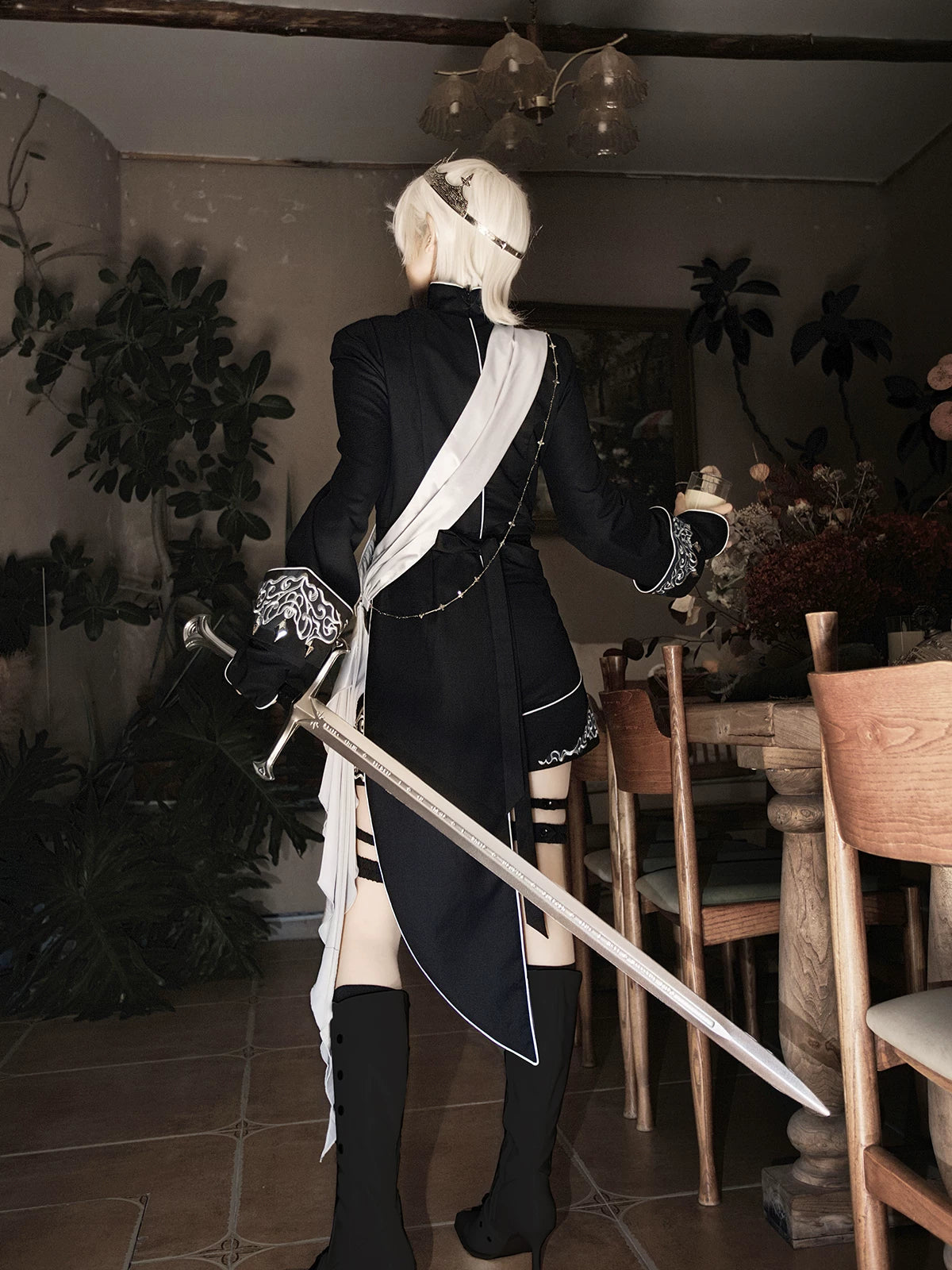 Oathbound Sword - Embroidery Ouji Lolita Set, High-Low Hem Coat 44438:808453