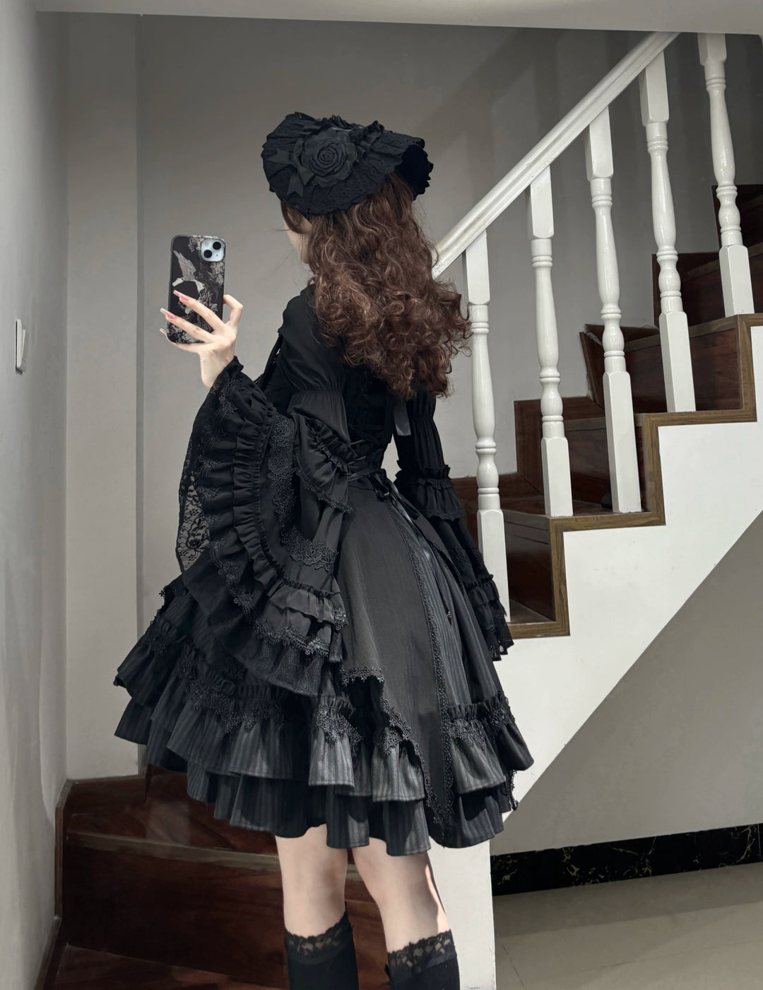 Lilizi~Fuyingrzi~Gothic Lolita Shirt Hime Blouse with Sleeve Lace Hem 39296:620016