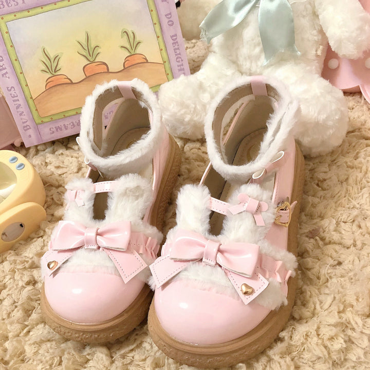 Fairy Godmother~Winter Girly Lolita Shoes Lolita Ankle Strap Shoes   