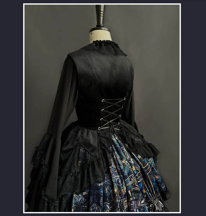 SUSIN~Night Traveler~Classic and Elegant Gothic Dress with Colorful Window Prints   