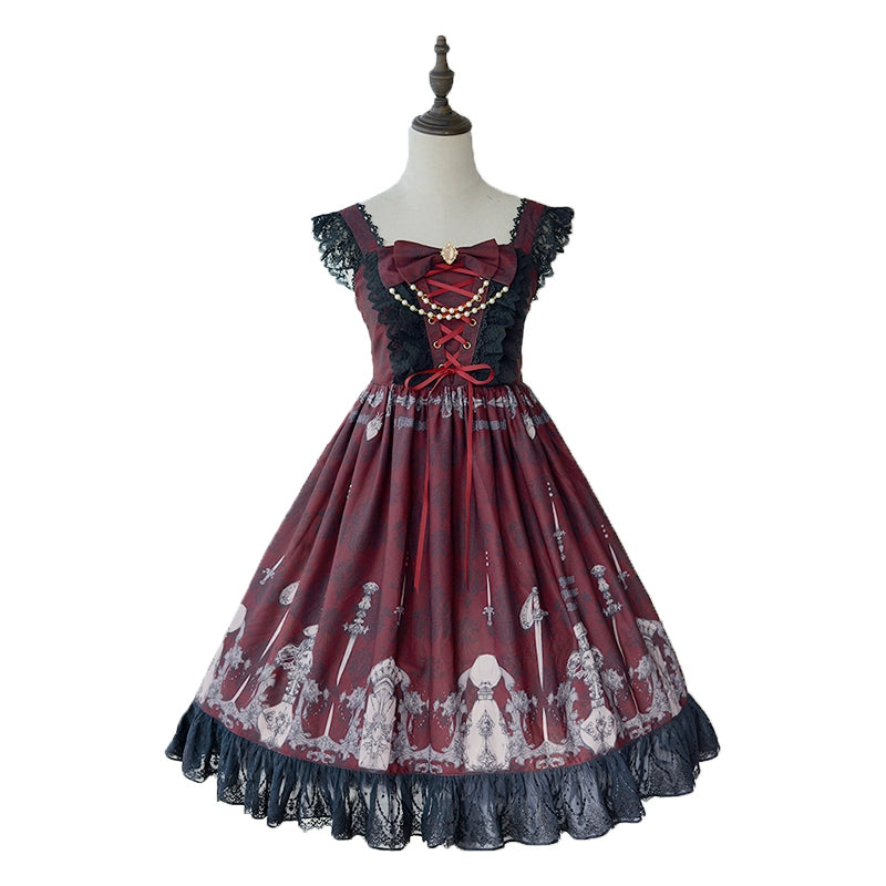 Doris Night~Perfume Bottle~Vintage Lolita JSK Elegant Lolita Dress L Burgundy 