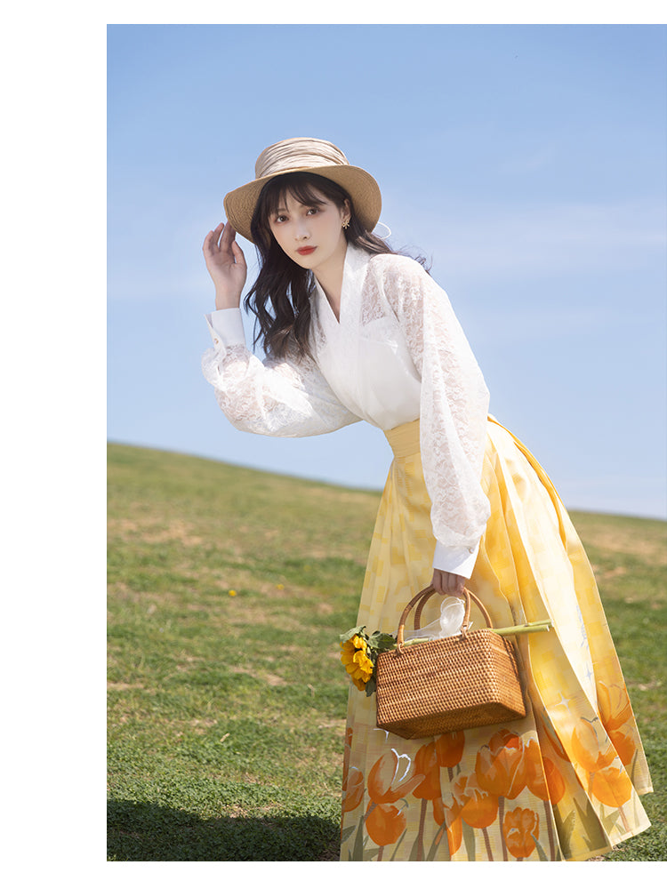 Chixia~Tulipfruit~Han Lolita Improved HanFu Horse-faced Skirt Dress   