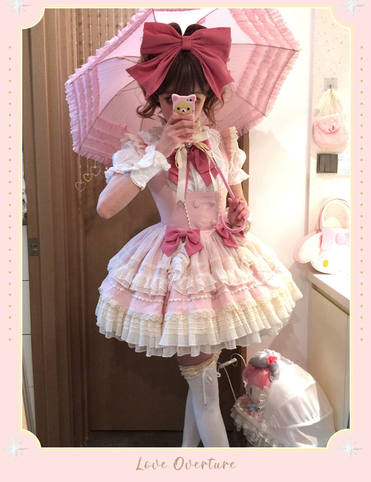 Sakurahime~Cupid Overture~Sweet Pink Lolita Jumper Dress Bust-Supporting JSK