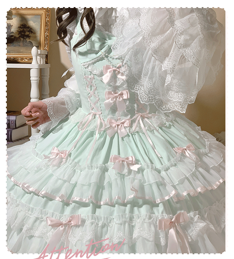 ZhiJinYuan~Love Notebook~Old School Lolita JSK Dress Vintage Doll Tiered Skirt