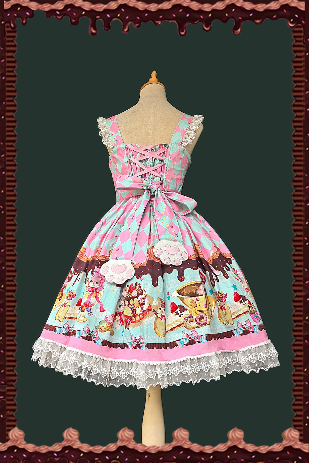 Infanta - Cream Meow - Sweet Lolita JSK, Cat Print 43769:784933