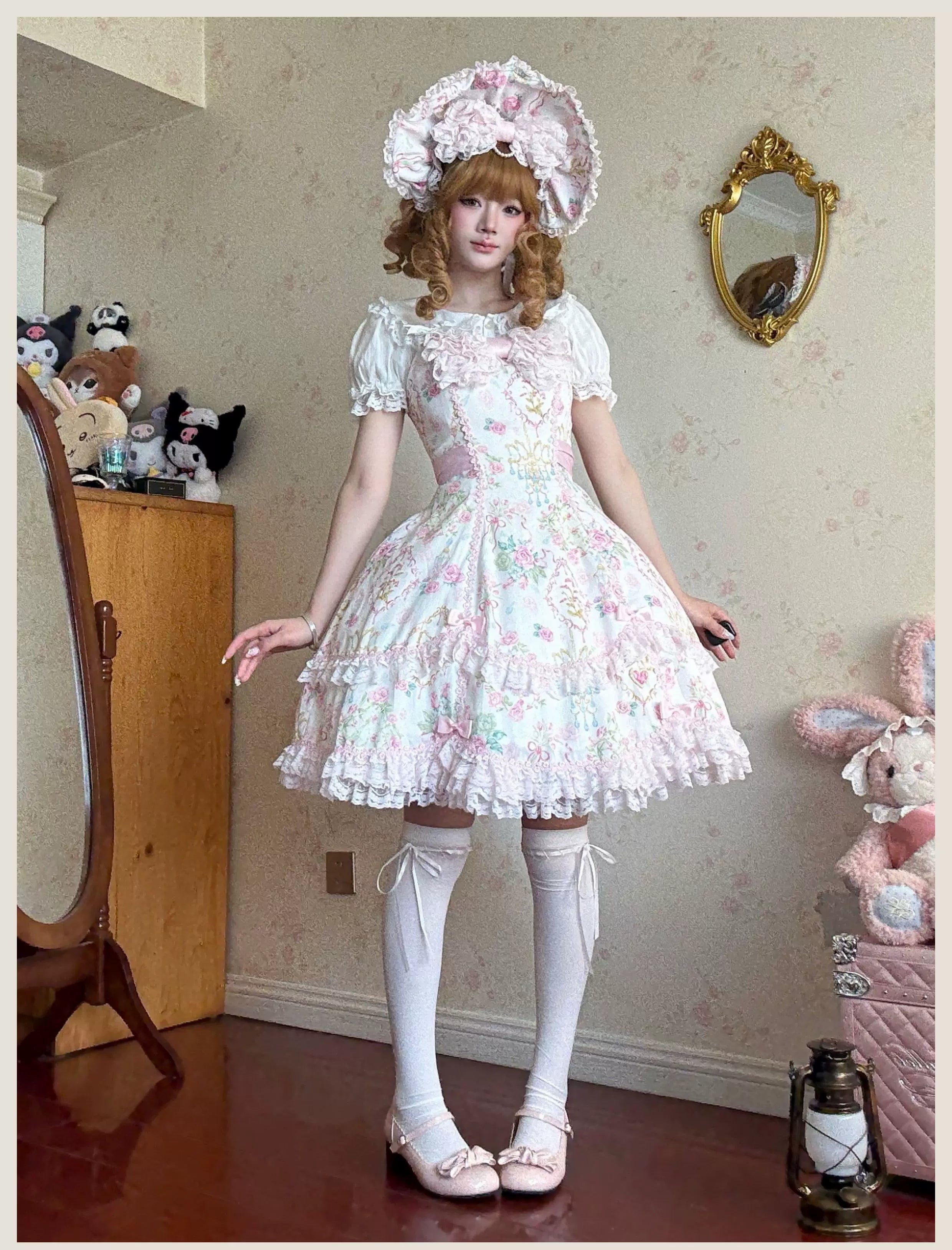 Old School Lolita Peter Pan Collar Blouse with Lace 45504:851238
