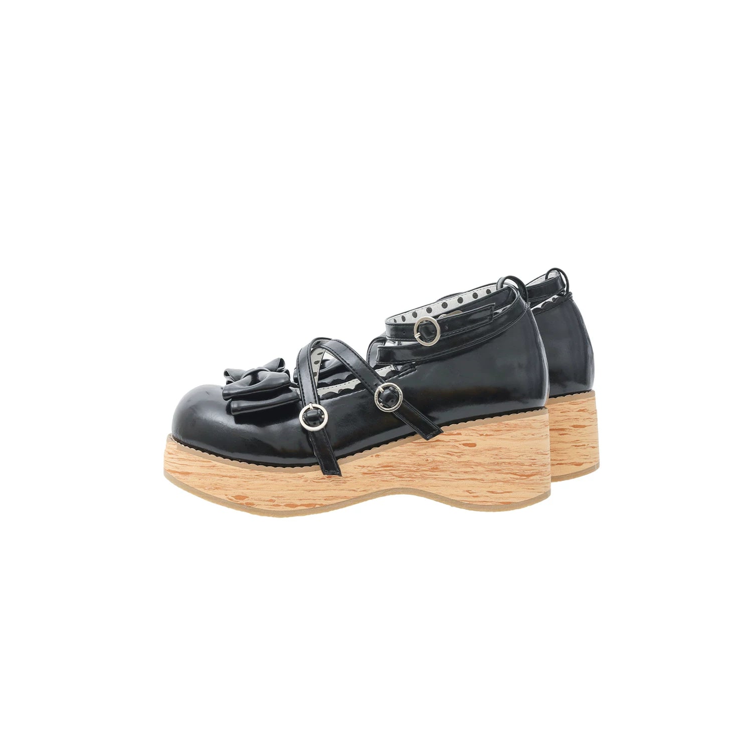 Puff Tata - Sweet Lolita Platform Shoes, Wood Grain Sole