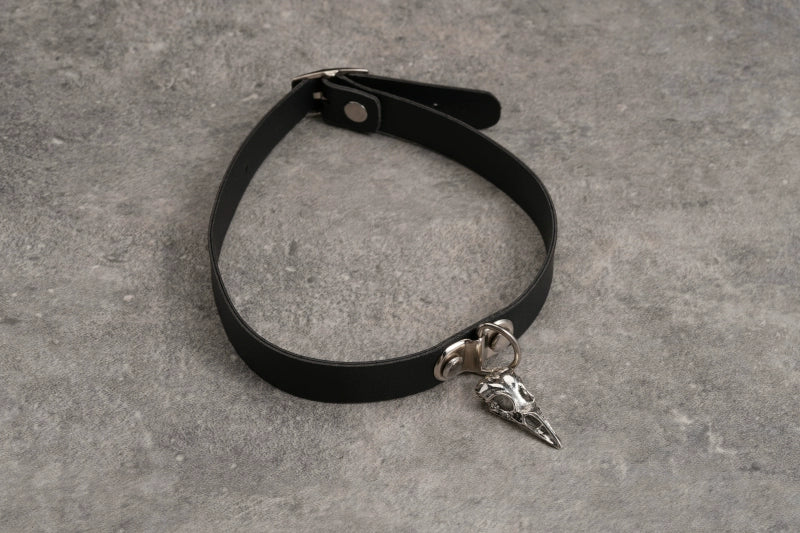 Strange Sugar~Gothic Lolita Choker Faux Leather Heart Pendant Necklace 6 Silver bird bone pendant 36642:530676
