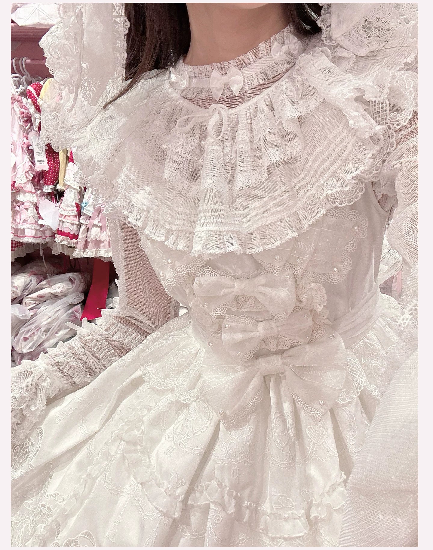 Vernal Feast - Polka Dot Lolita Blouse, Ruffled False Collar