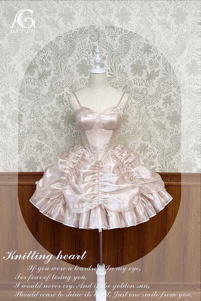 Alice Girl~Knitting Heart~Lolita Jumper Dress Luxury Ballet Full dress M champagne 